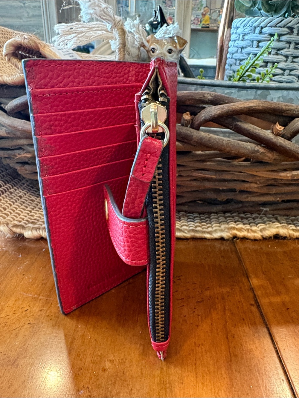 Lodis Red Pebbled Leather Wristlet and Wallet Set - Picture 8 of 9